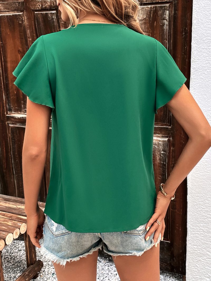 Solid Color Casual V-Neck All-Match T-shirt - Image 5