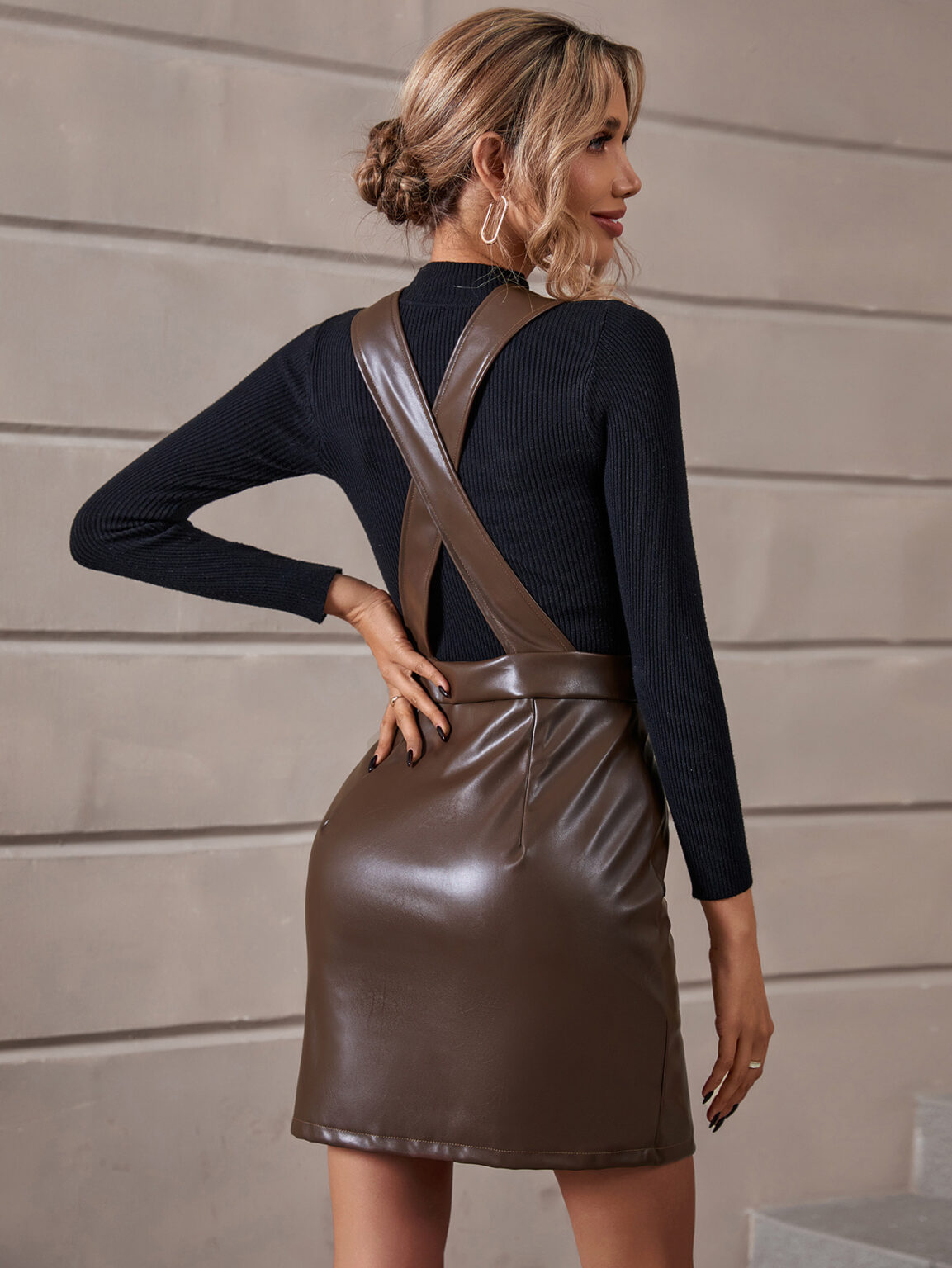 Faux Leather A-Line Skirt - Image 3