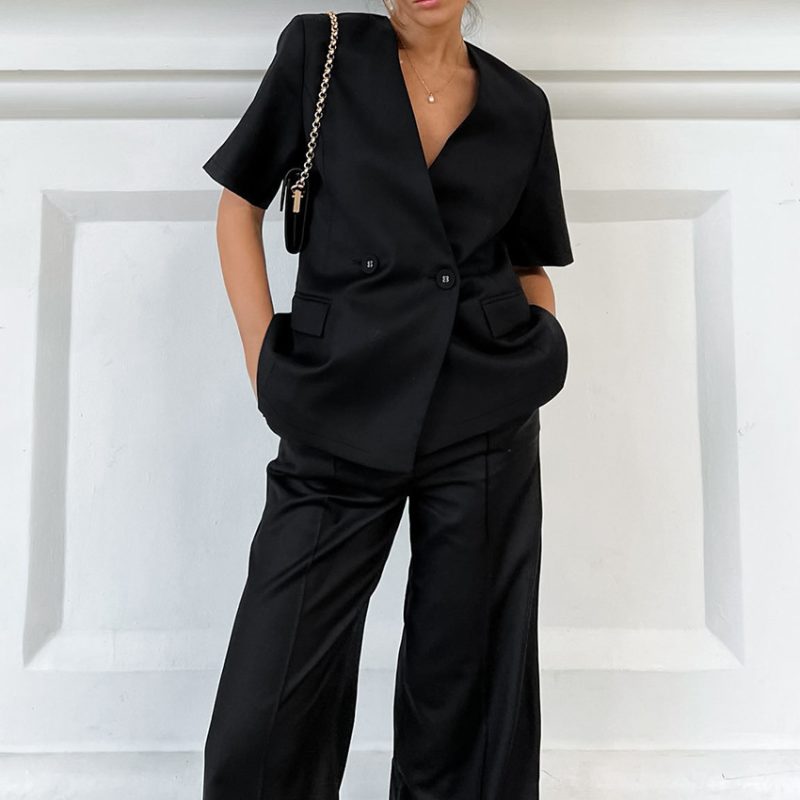 V-Neck Black Set for Women - Image 2