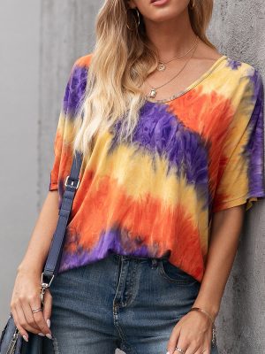 Tie-Dyed Round Neck T-Shirt for Women