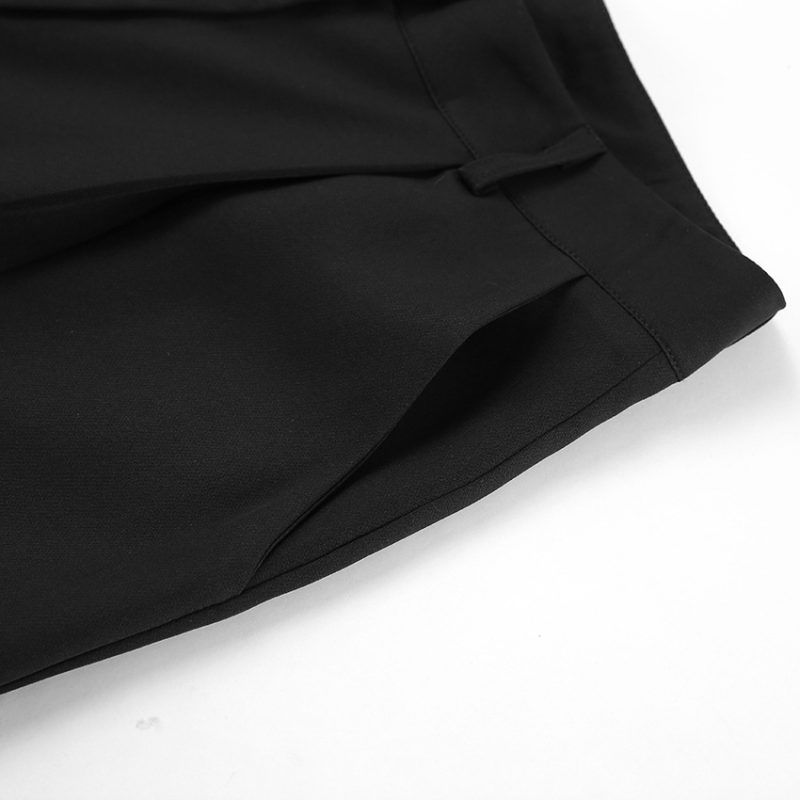 Slim Black V-Neck Vest & Straight Leg Trousers Set - Image 6