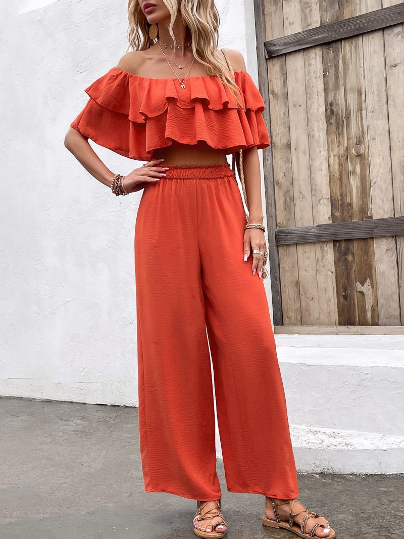 Sexy Ruffled Off-Shoulder Top and High - Image 4