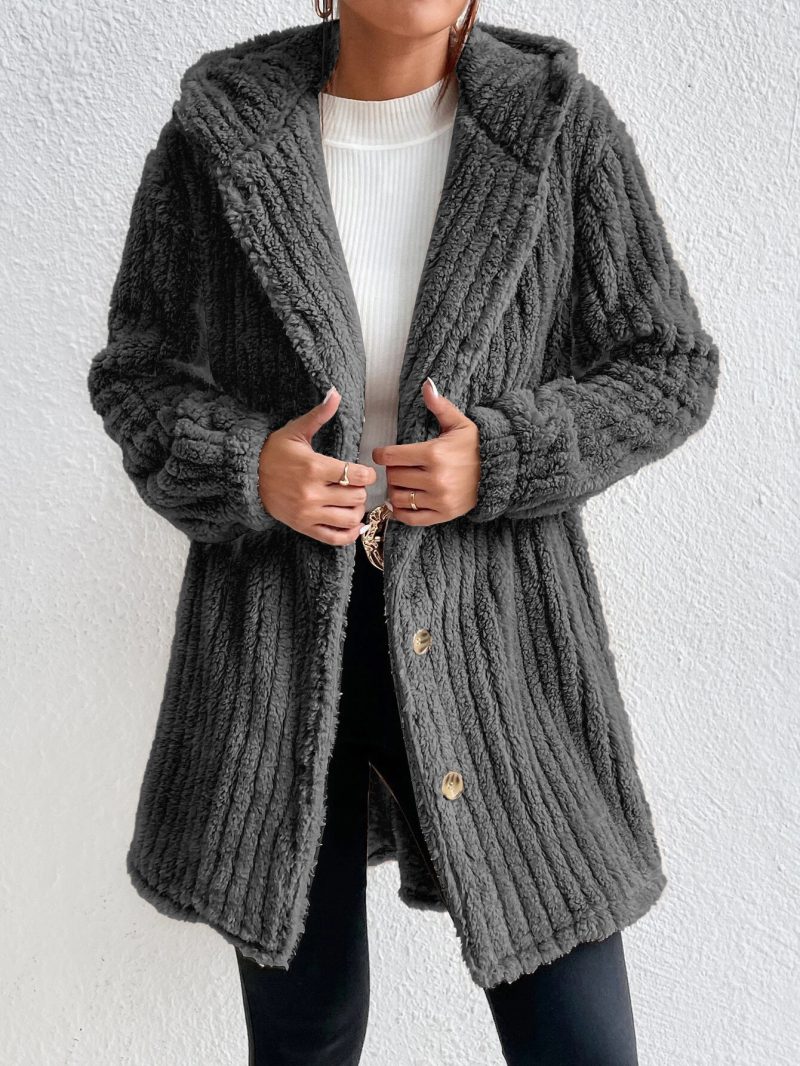 Rabbit Plush Hooded Long Coat - Image 3