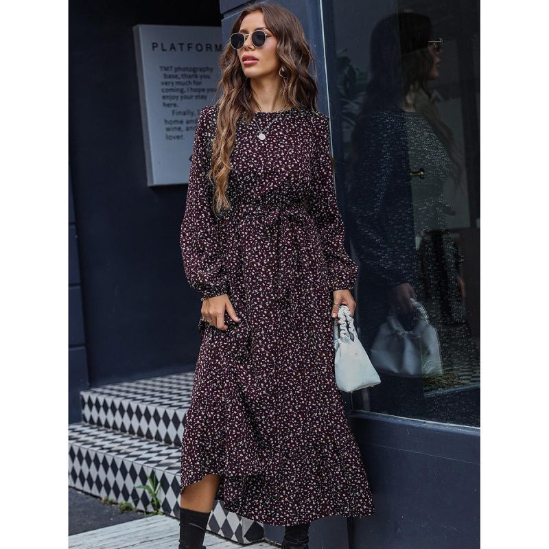 Women's Autumn Office Tie Neck Dress - Image 3
