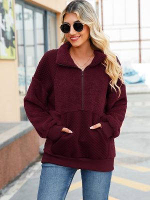 Solid Color Plush Patchwork Pullover