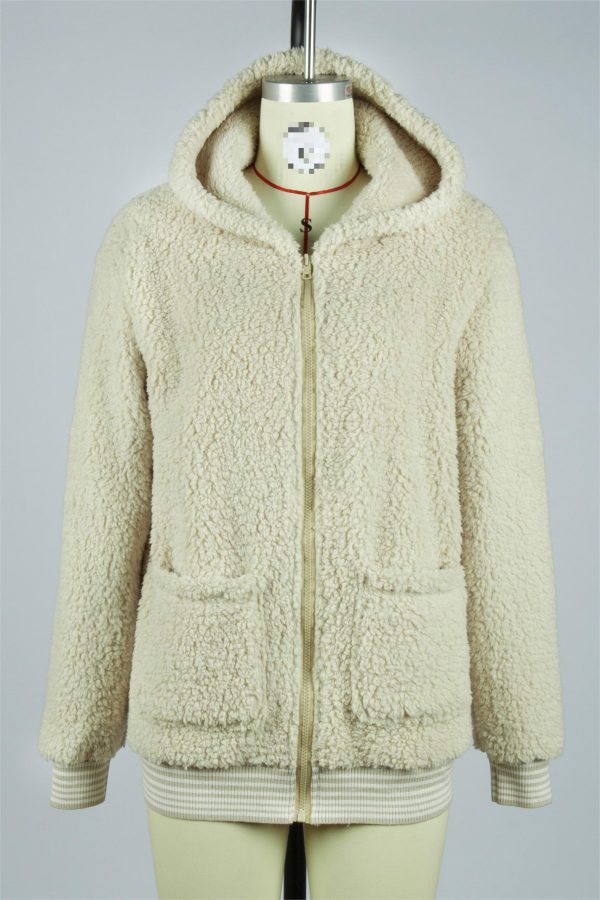 Hooded Zipper Solid Color Mid-Length Coat - Image 5