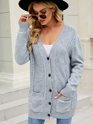 Mid-Length Twist Knit Coat