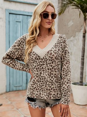 Leopard Print V-Neck Sweater