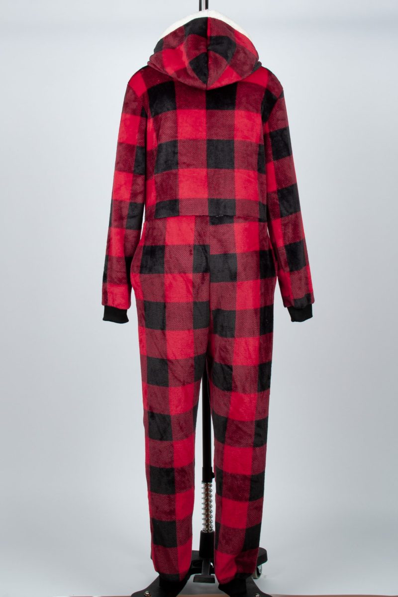 Round Neck Long Sleeve Flannel Jumpsuit for Fall - Image 7
