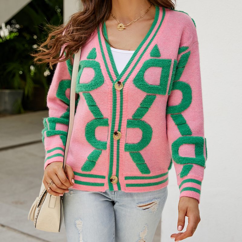 Collared Button-Up Knit Cardigan