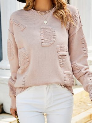 Popular Letter Graphic Solid Color Sweater