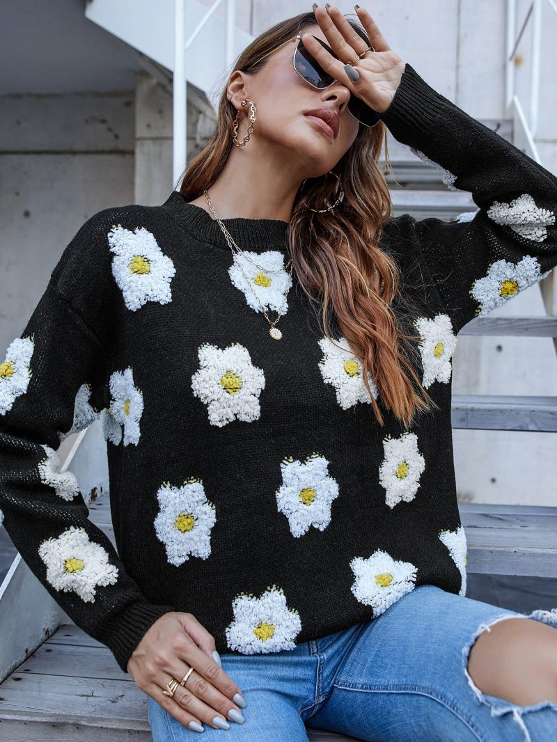 Three-Dimensional Contrast Knitted Sweater for Autumn/Winter - Image 2