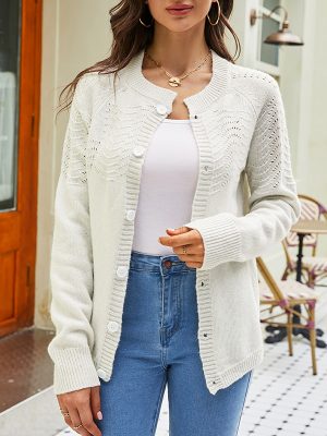 V-Neck Hollow Out Knitted Cardigan