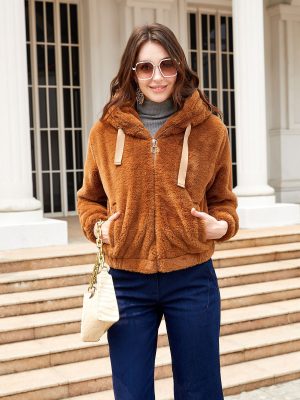 Hooded Plush Coat for Autumn/Winter