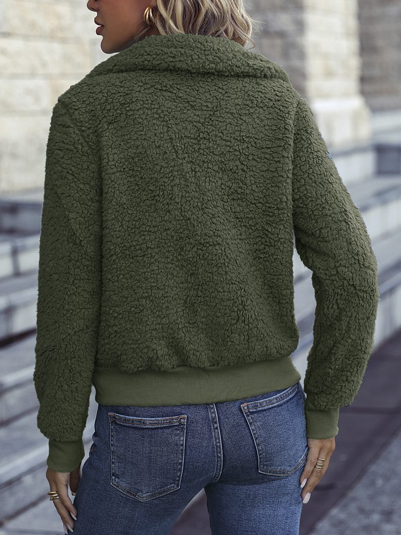 Zipper Color Matching Bubble Velvet Coat - Image 10