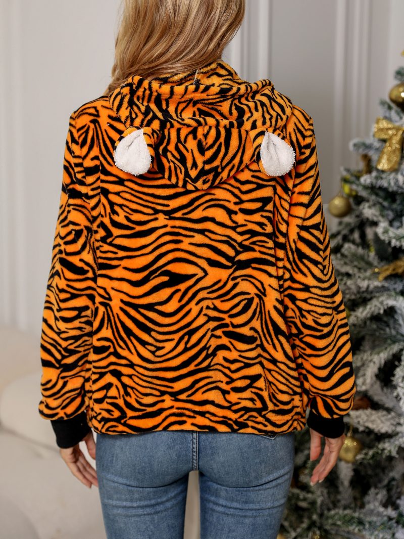 Hooded Animal Pattern Flannel Jacket - Image 4