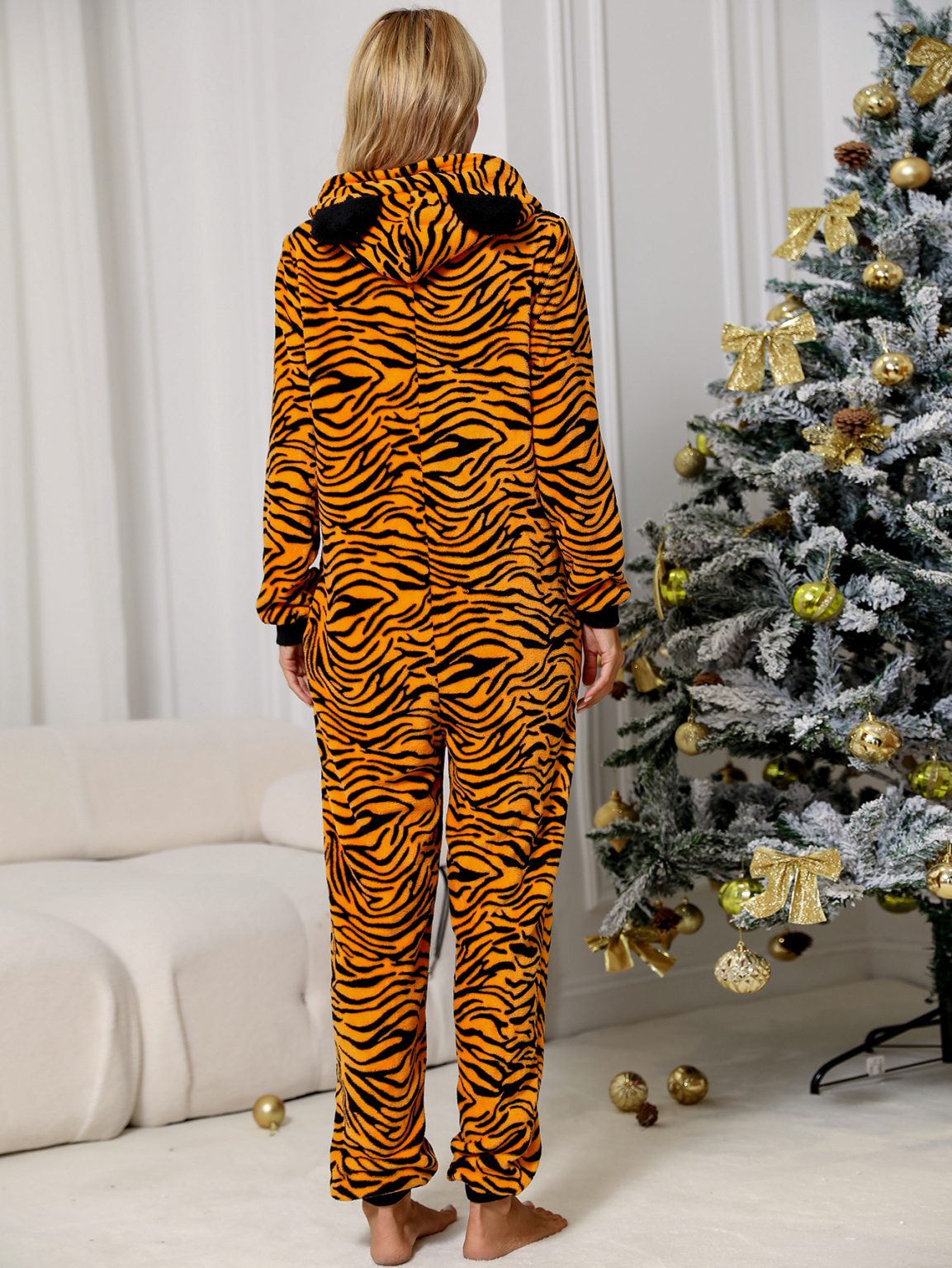 Hooded Flannel Home Jumpsuit - Image 4