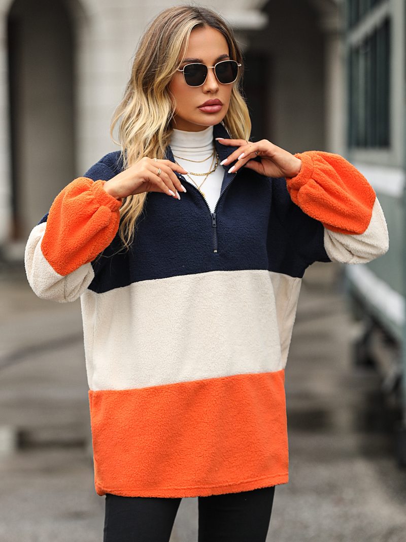 Loose Lapels Striped Velvet Pullover - Image 3