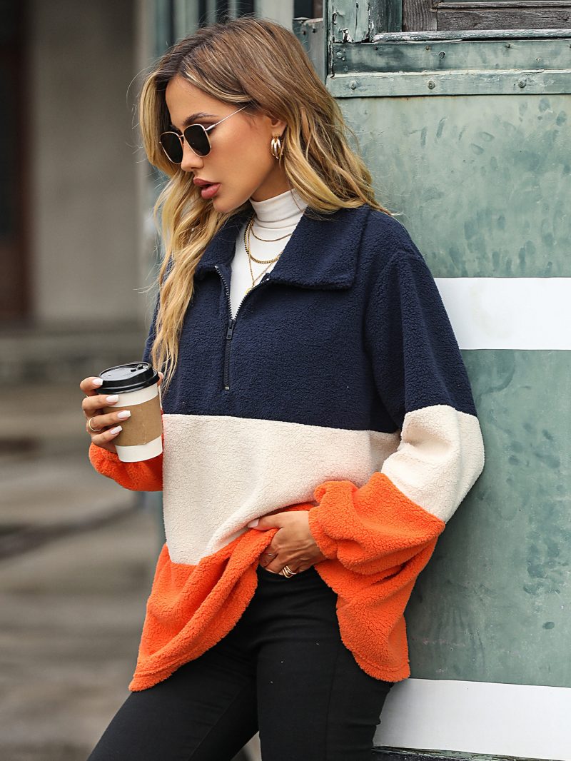 Loose Lapels Striped Velvet Pullover - Image 4