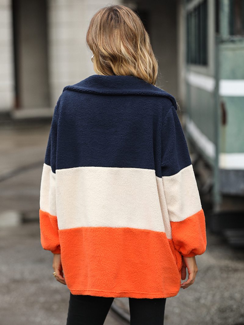Loose Lapels Striped Velvet Pullover - Image 5