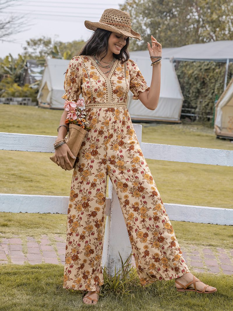 Mixed Batch V-Neck Waist-Slimming Elegant Retro Jumpsuit - Image 2