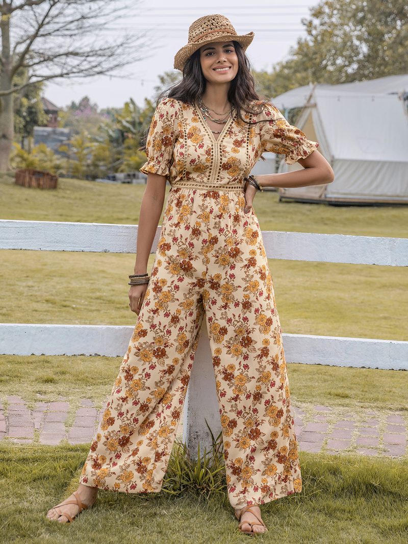 Mixed Batch V-Neck Waist-Slimming Elegant Retro Jumpsuit - Image 3