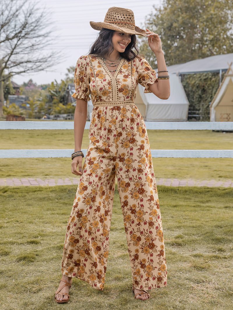 Mixed Batch V-Neck Waist-Slimming Elegant Retro Jumpsuit - Image 4