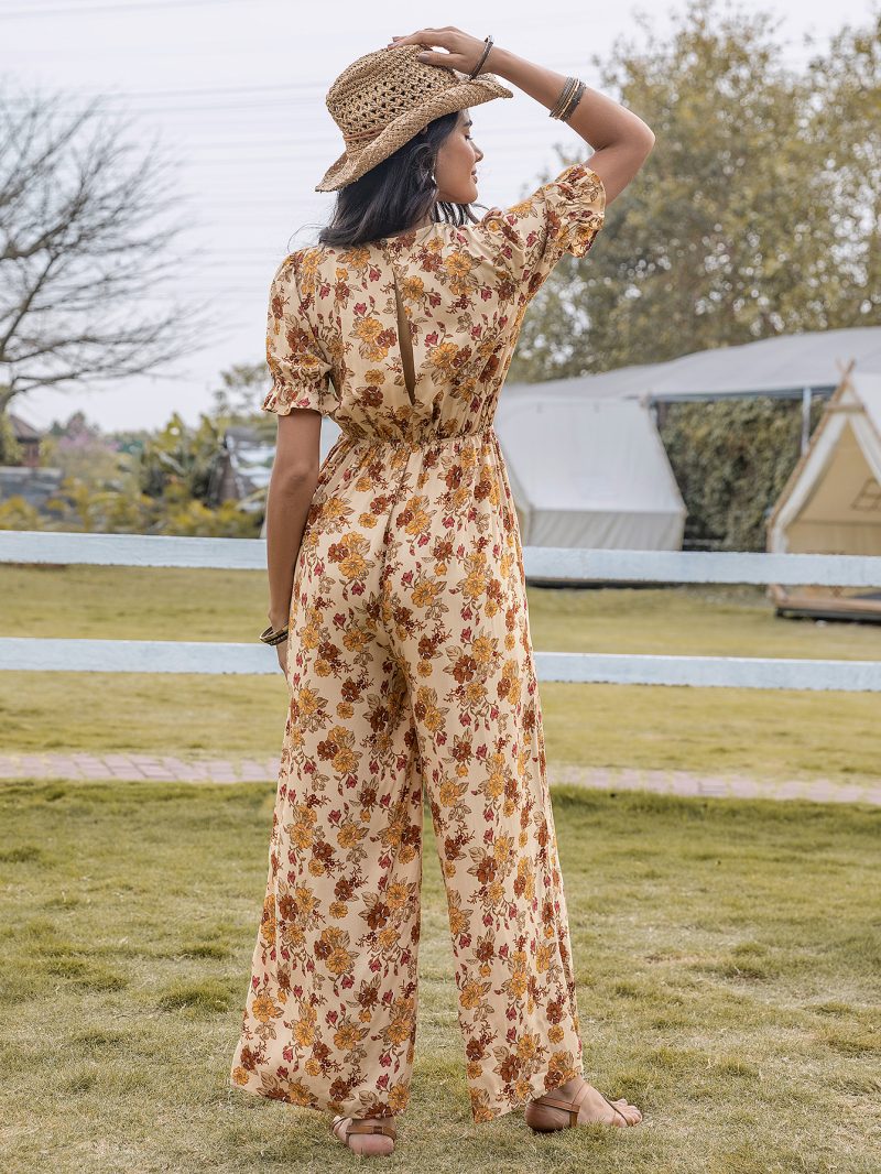 Mixed Batch V-Neck Waist-Slimming Elegant Retro Jumpsuit - Image 5