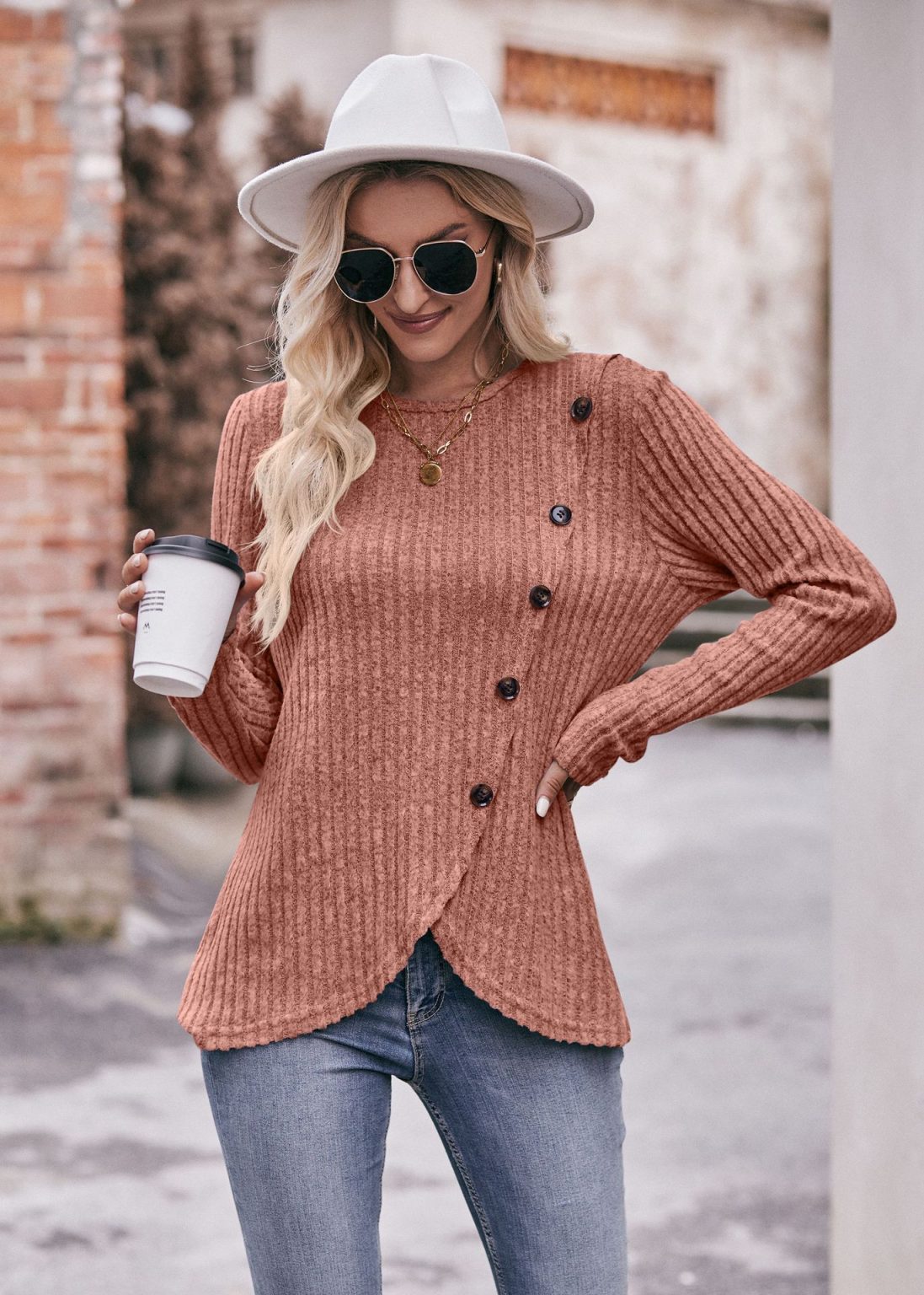 Tulip Hem Striped Button Tee - Image 3