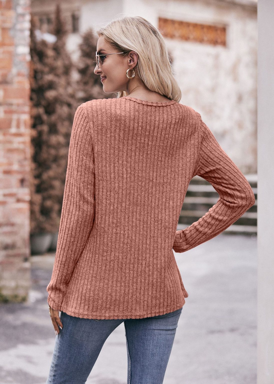 Tulip Hem Striped Button Tee - Image 4