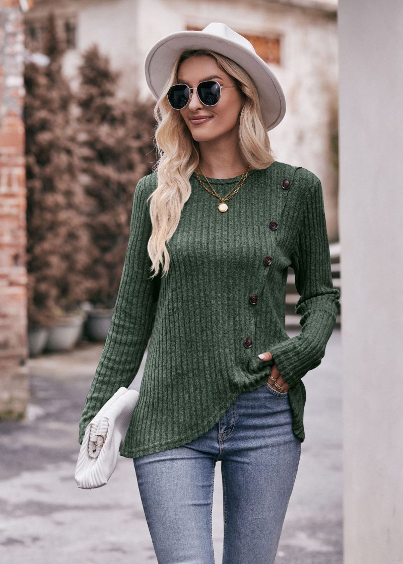 Tulip Hem Striped Button Tee - Image 7