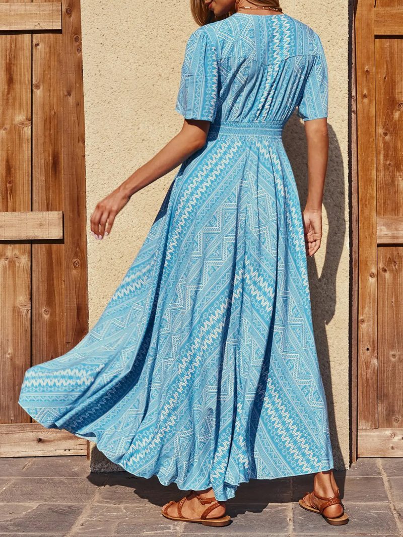 Comfortable Loose V-Neck Maxi Holiday Dress - Image 2