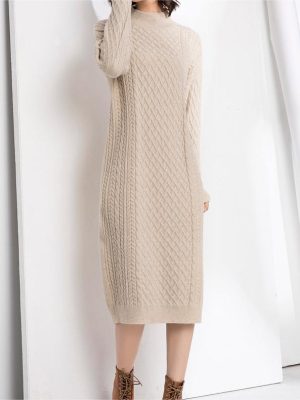 Half High Collar Knitted Dress for Autumn/Winter