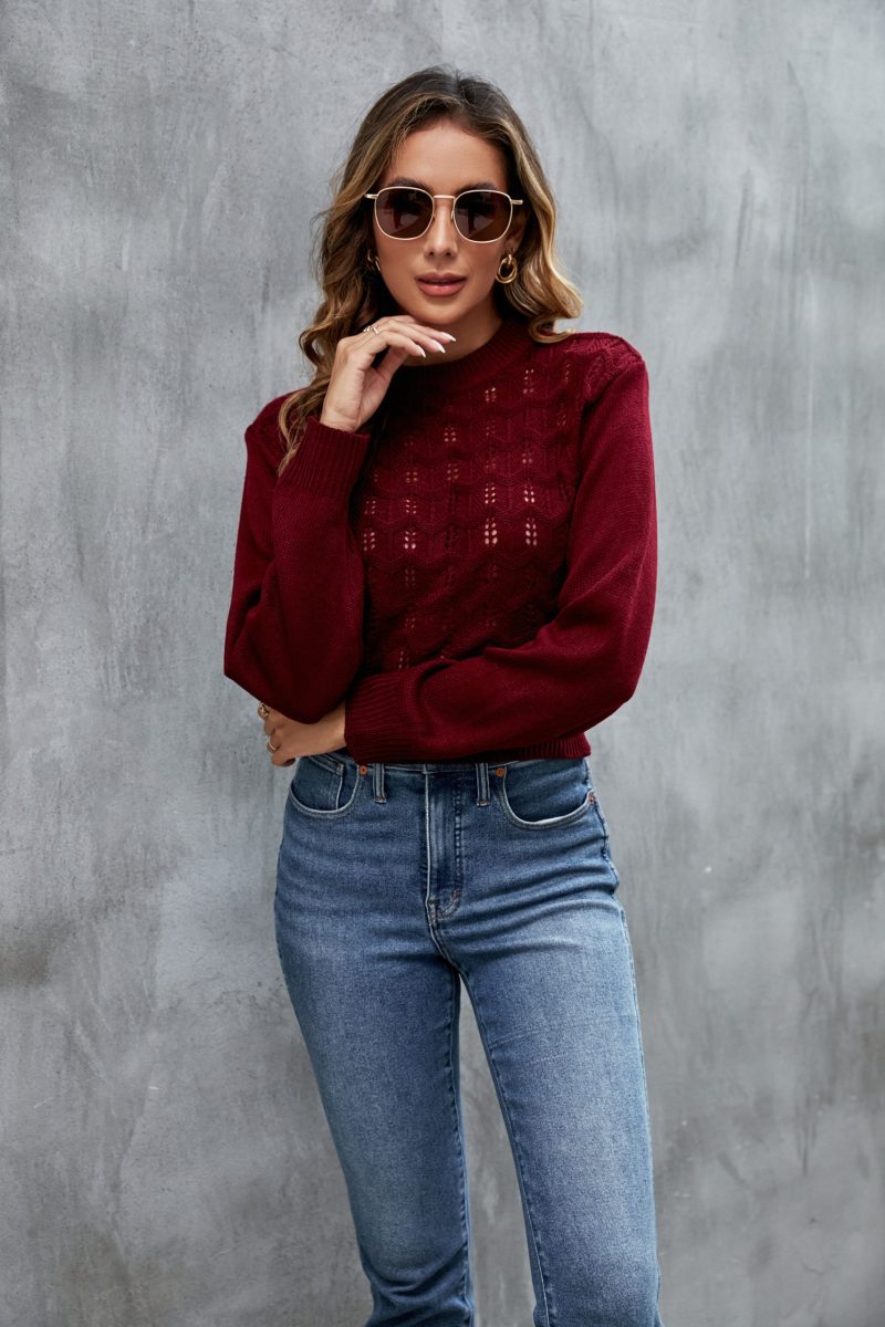 Striped Long Sleeve Cutout Sweater - Image 4