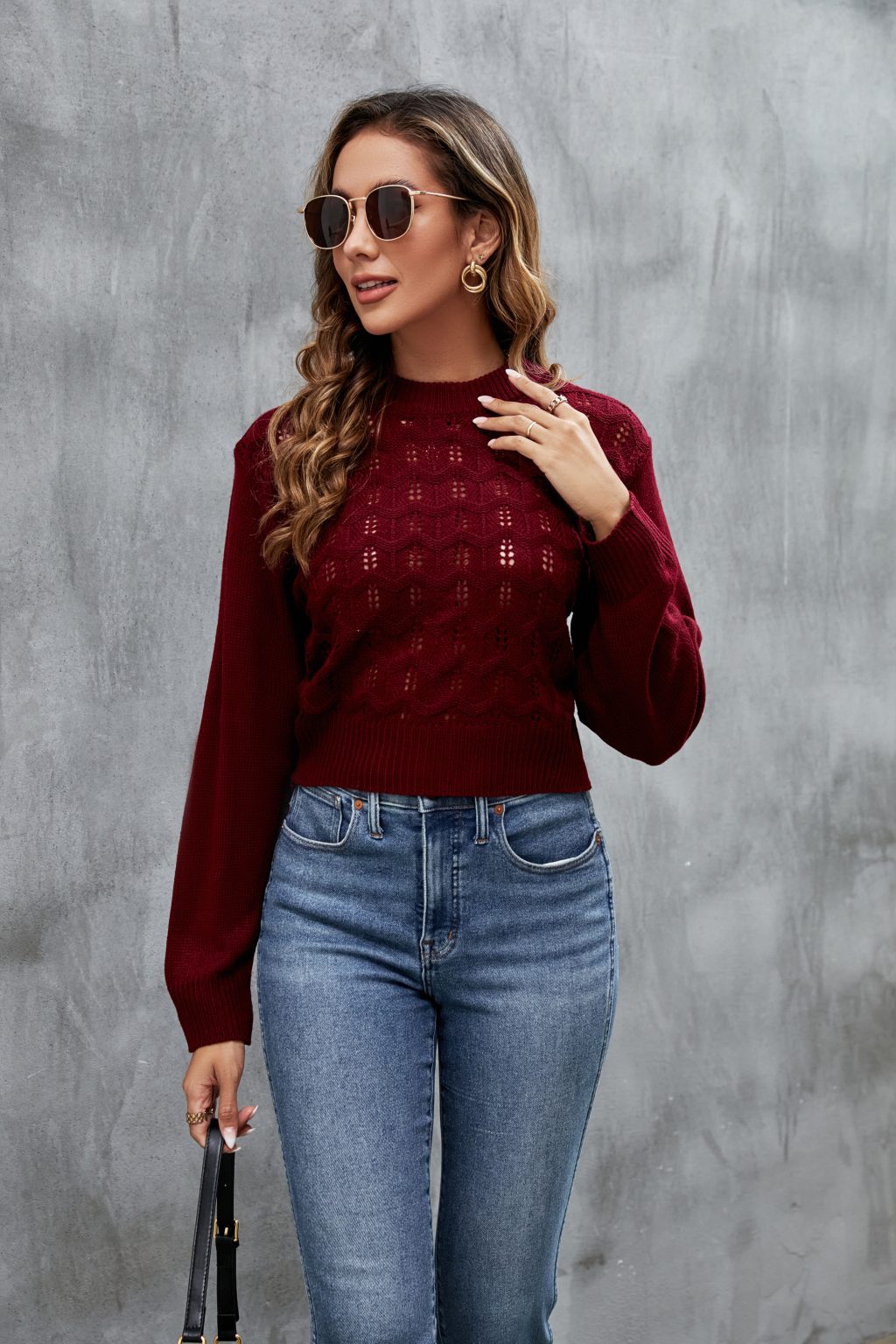 Striped Long Sleeve Cutout Sweater - Image 6