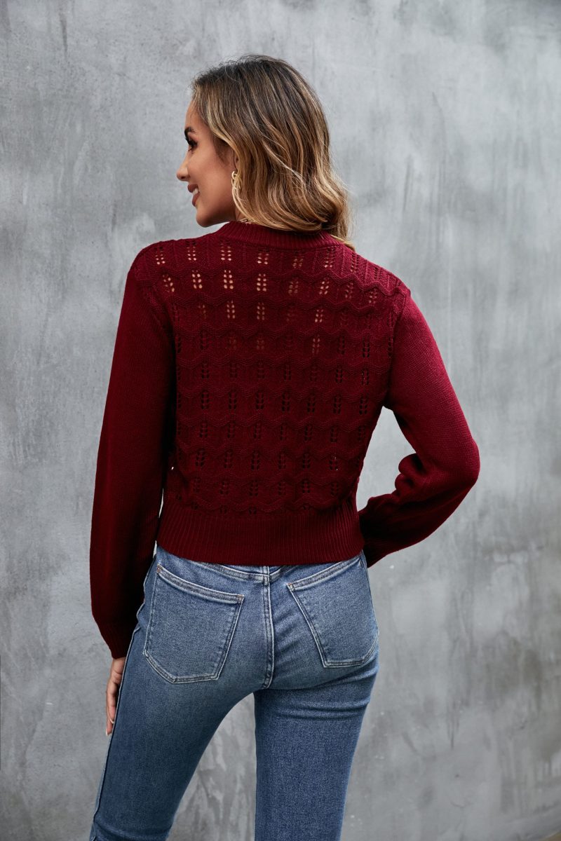Striped Long Sleeve Cutout Sweater - Image 7