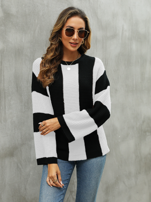 Retro Striped Loose Knit Sweater