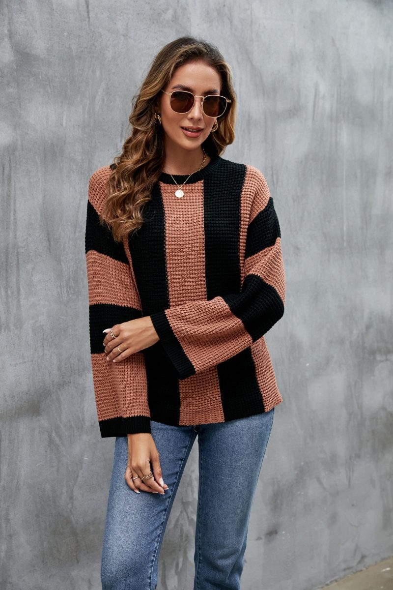 Retro Striped Loose Knit Sweater - Image 2