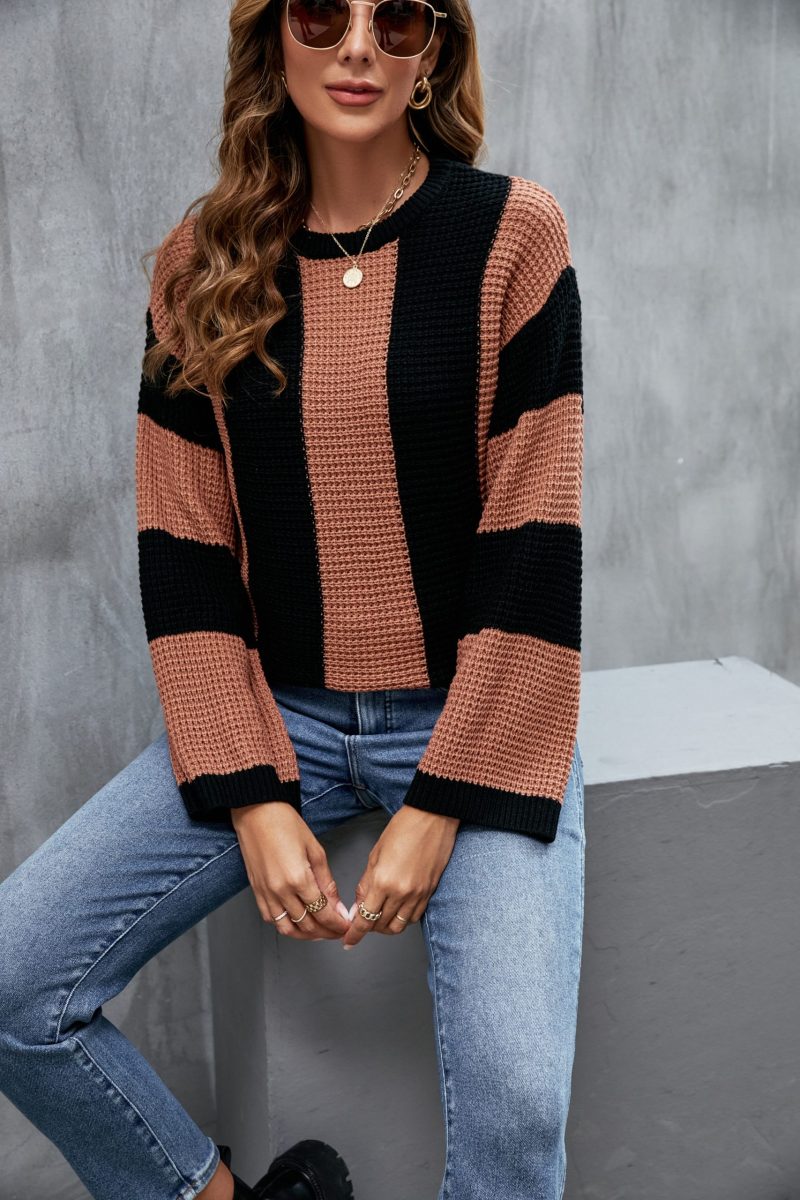 Retro Striped Loose Knit Sweater - Image 5