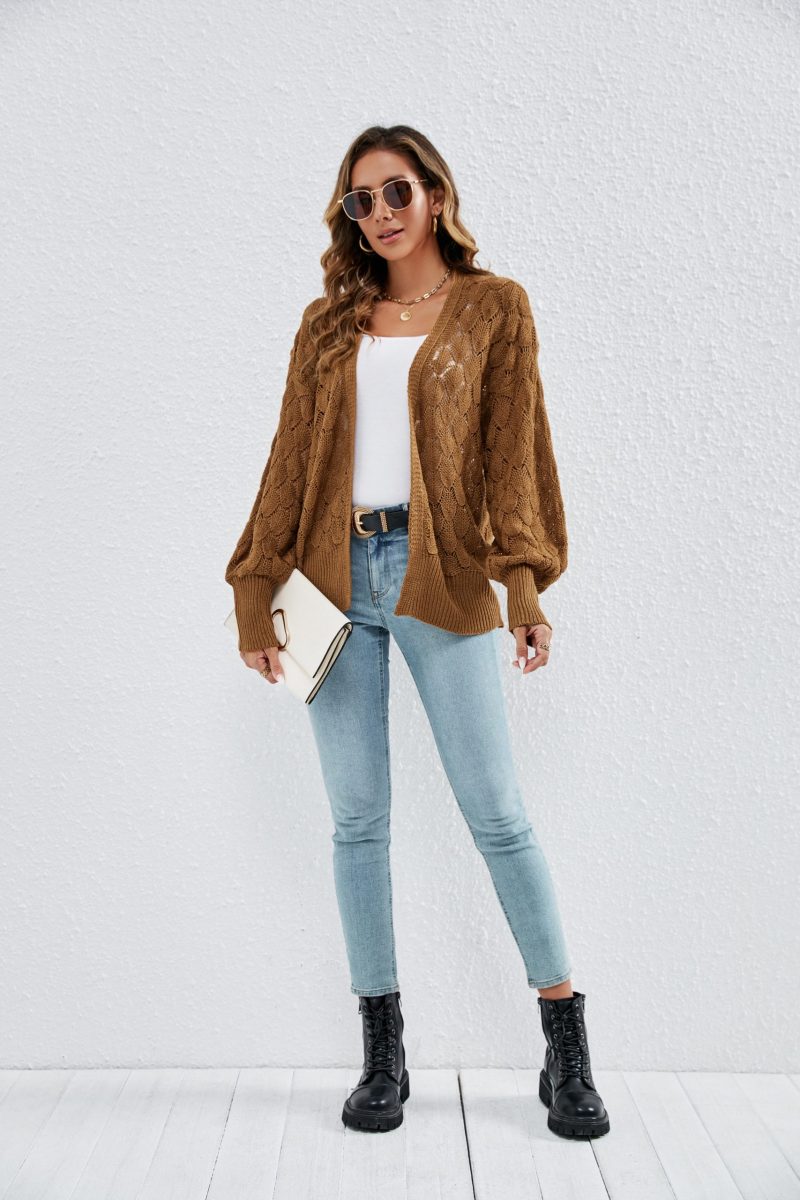 Comfortable Hollow Cutout Cardigan - Image 5