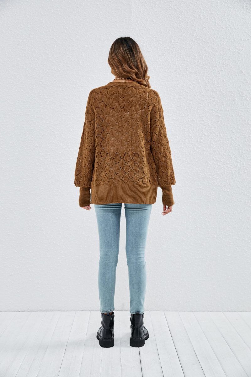 Comfortable Hollow Cutout Cardigan - Image 8