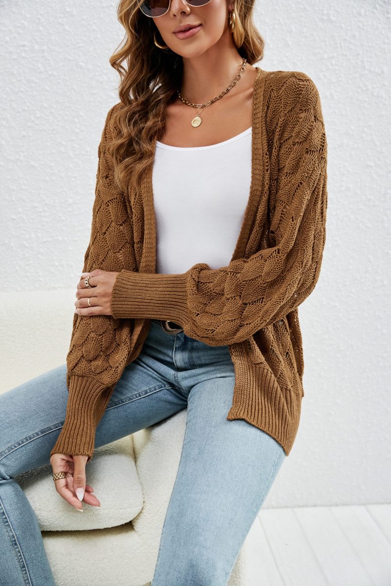 Comfortable Hollow Cutout Cardigan - Image 9