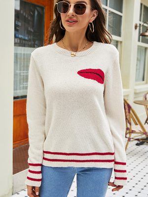 Feather Jacquard Office Sweater