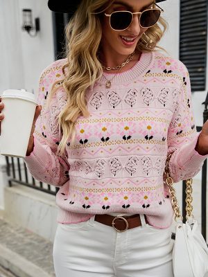 Floral Jacquard Hollow Out Sweater