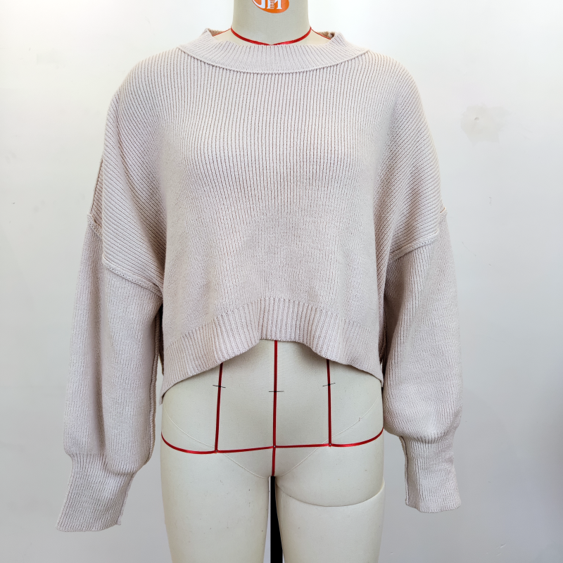 Solid Color cropped pullover sweater - Image 5