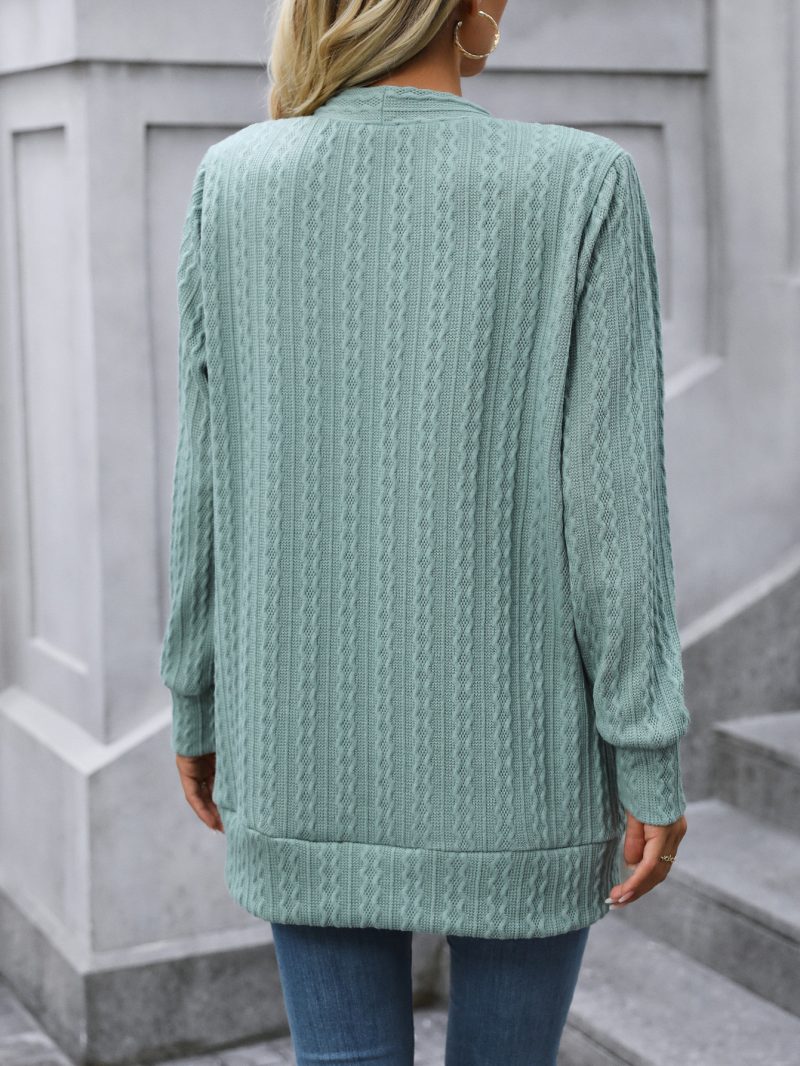 Cable Knit Mid-Length Shawl Cardigan - Image 2