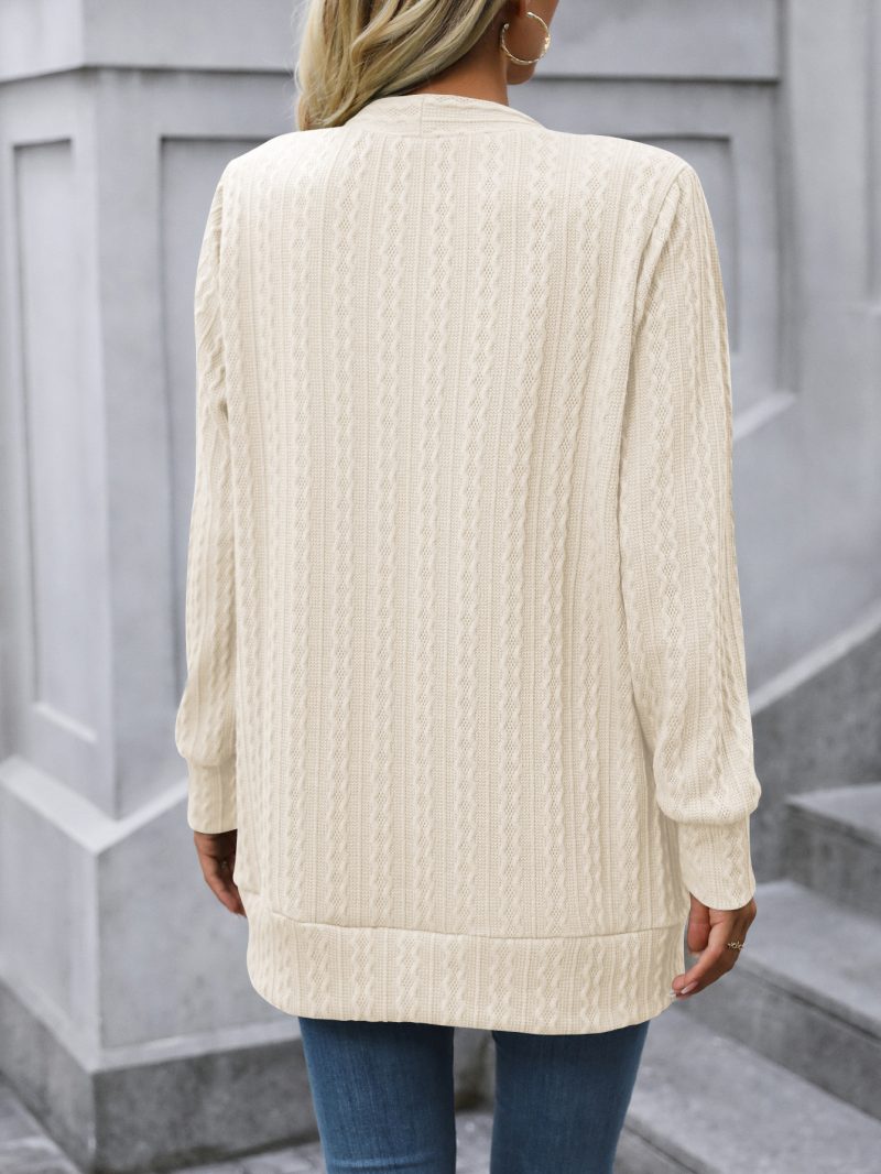 Cable Knit Mid-Length Shawl Cardigan - Image 4