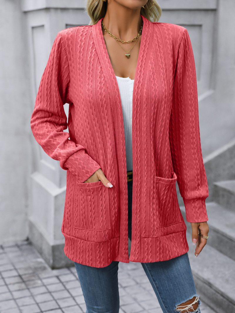 Cable Knit Mid-Length Shawl Cardigan - Image 5