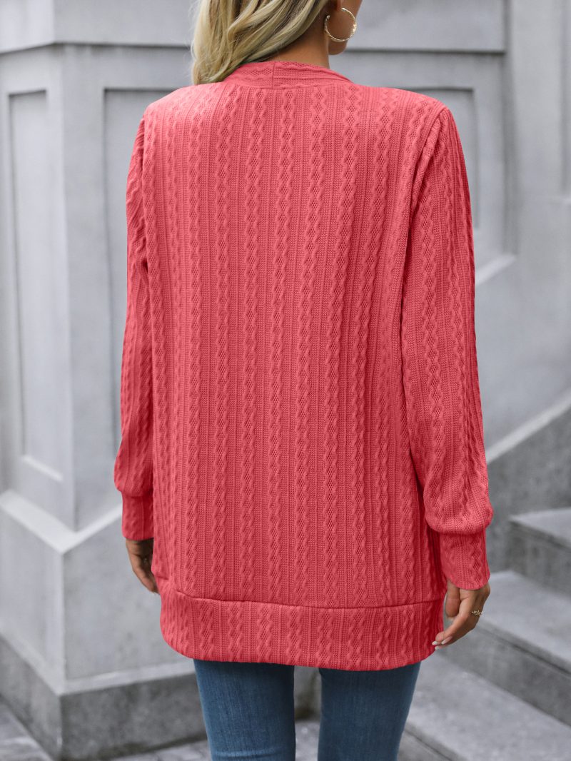 Cable Knit Mid-Length Shawl Cardigan - Image 6