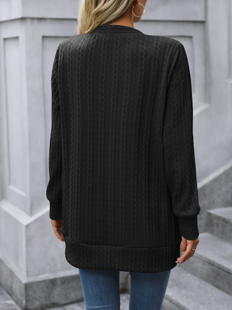 Cable Knit Mid-Length Shawl Cardigan - Image 8
